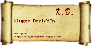 Kluger Dorián névjegykártya